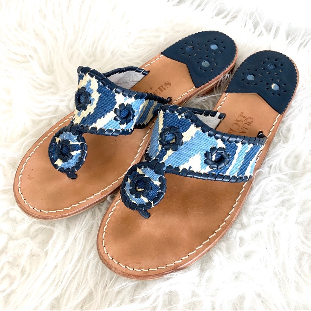 Jack Rogers Blue and White Woven Leather Sandal
